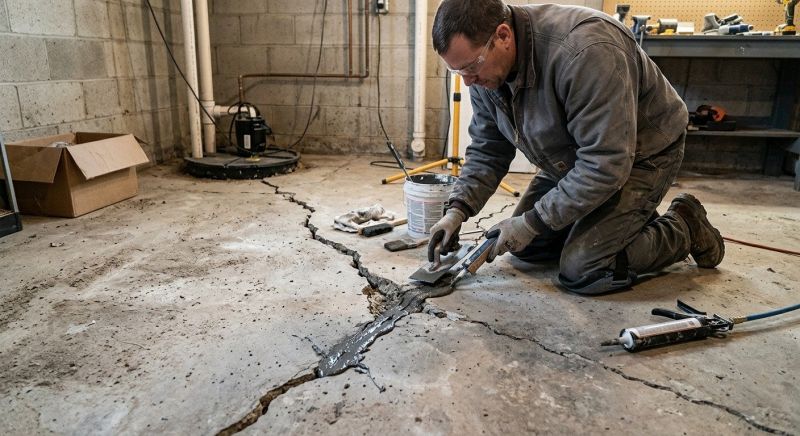 Cracked Basement Floor Repair in Cabarrus County, NC
