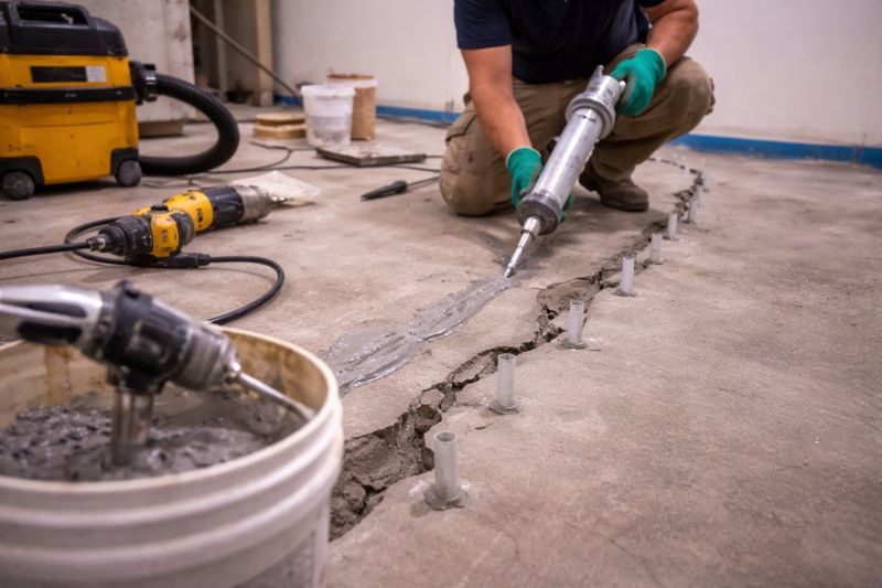 Cracked Basement Floor Repair in Cabarrus County, NC